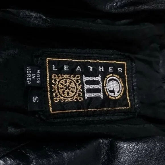 VINTAGE Black 100% Leather Western Cowboy Button Down Rancher Coat Jacket Small - Picture 2 of 9